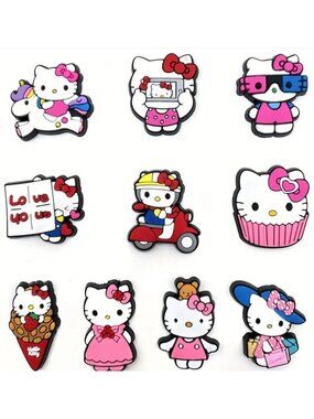 10 PCS Hello Kitty Shoe Charms – Cute Cartoon Accessories for Shoes with Holes